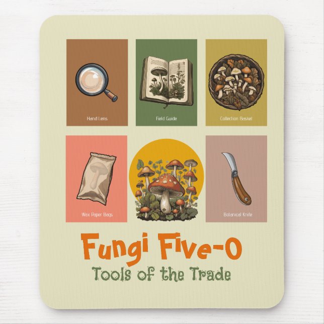 Vintage Mycologist Toolkit: Foraging Essentials Mouse Pad (Front)