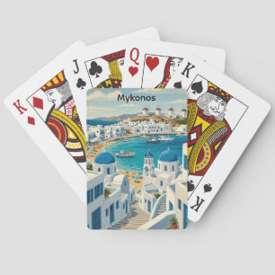 Vintage Mykonos Greece Architecture Windmills Playing Cards
