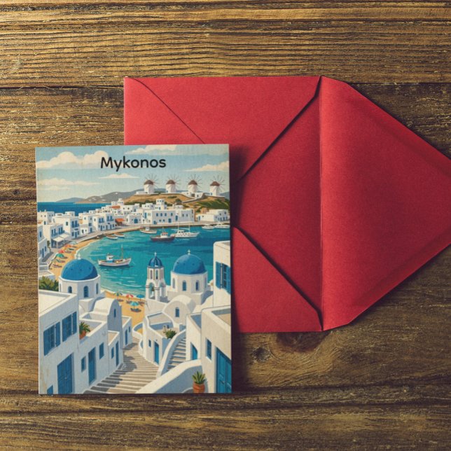 Vintage Mykonos Greece Architecture Windmills  Postcard (Vintage Mykonos Greece Architecture Windmills Postcard)