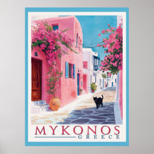 Vintage Mykonos, Greek Poster