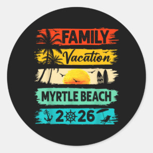Vintage Myrtle Beach Vacation 2026 Matching Family Classic Round Sticker