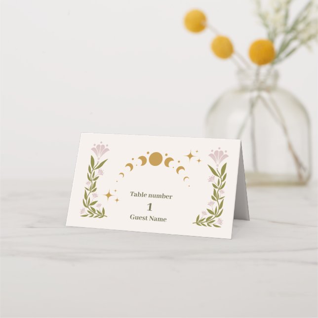 Vintage Mystical Botanical Wedding Place Card (Front)