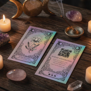 Vintage Mystical Celestial Lotus Wellness Business Card
