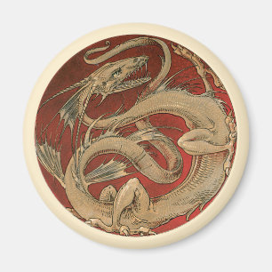 Vintage Mythology, Golden Asian Dragon Magnet
