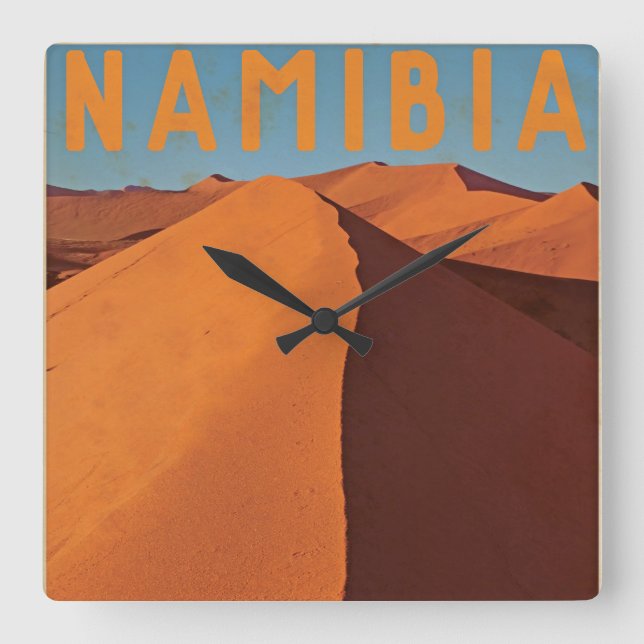 Vintage Namibia Square Wall Clock (Front)