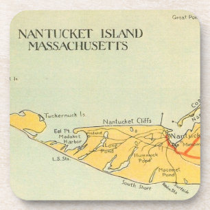 Vintage Nantucket Map Coaster