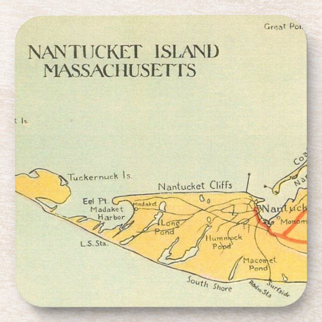 Vintage Nantucket Map Coaster (Front)