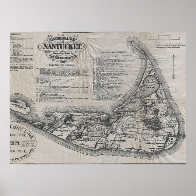 Vintage Nantucket Map Poster (Front)