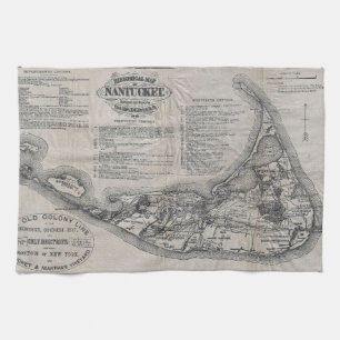 Vintage Nantucket Map Tea Towel