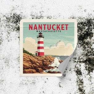 Vintage Nantucket Massachusetts Square Sticker