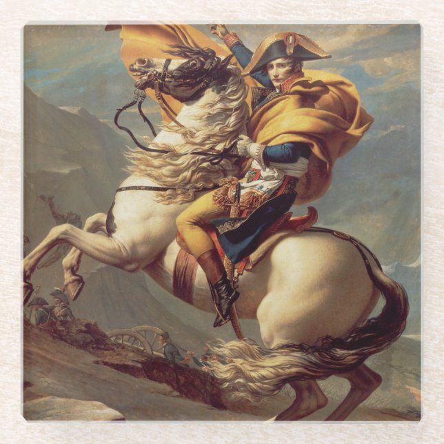Vintage Napoleon Crossing the Alps Glass Coaster (Front)