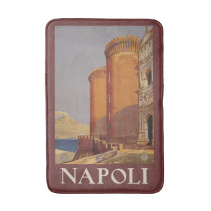 Vintage Napoli Naples Italy Travel poster bath mat