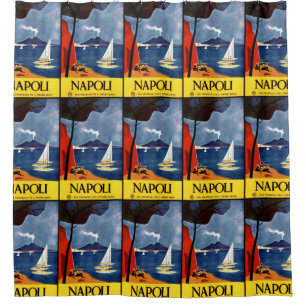Vintage Napoli Naples Italy Travel shower curtain