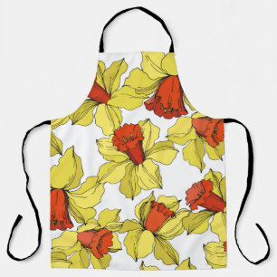 vintage Narcissus floral botanical flower Yellow a Apron