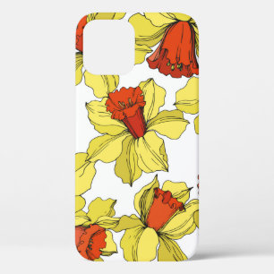 vintage Narcissus floral botanical flower Yellow a iPhone 12 Case