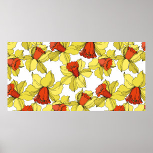vintage Narcissus floral botanical flower Yellow a Poster
