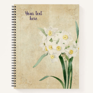 Vintage Narcissus tazetta or Chinese sacred lily Notebook