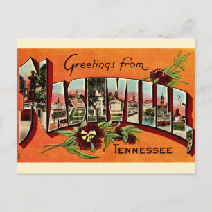 Vintage Nashville Greeting Orange Postcard