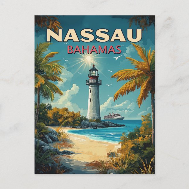Vintage Nassau Bahamas  Postcard (Front)