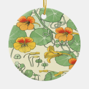 Vintage Nasturtiums Ceramic Ornament