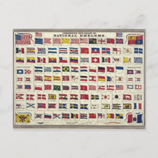 Vintage National Flags Chart - created 1863 Postcard
