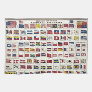 Vintage National Flags Chart - created 1863 Tea Towel