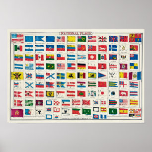 Vintage National Flags Poster
