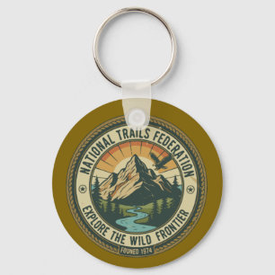 Vintage National Park Hiking & Adventure Emblem  Key Ring