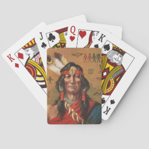 Vintage Native American Chief Portrait Art Playing Cards