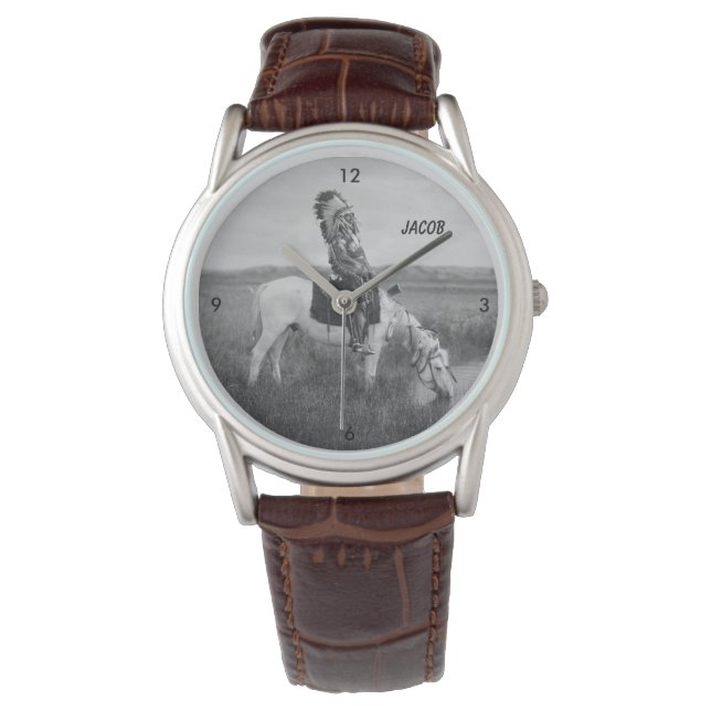 Vintage Native American Chieftain On Horseback Watch (Front)