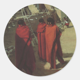 Vintage Native American, Hopi Pueblo by Louis Akin Classic Round Sticker