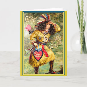 Vintage Native American Valentine Holiday Card