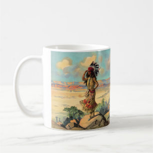 Vintage Native American Woman With Headdress Art Coffee Mug