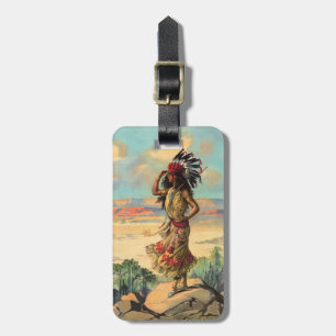 Vintage Native American Woman With Headdress Art Luggage Tag
