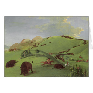 Vintage Native Americans, Buffalo Chase by Catlin