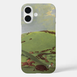 Vintage Native Americans, Buffalo Chase by Catlin iPhone 16 Case