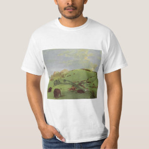 Vintage Native Americans, Buffalo Chase by Catlin T-Shirt