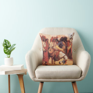 Vintage Native Americans Buffalo Dancer by Cassidy Cushion