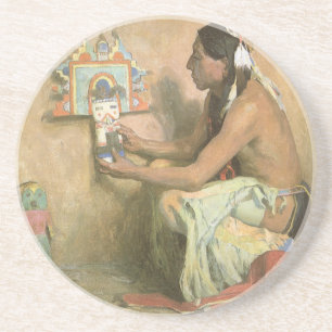 Vintage Native Americans, Hopi Katchina by Couse Coaster