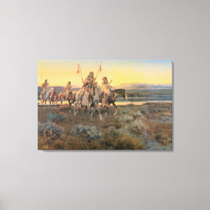 Vintage Native Americans, Piegans by CM Russell Canvas Print