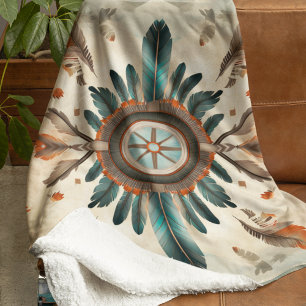 Vintage Native Feather Retro Dream Catcher Pattern Fleece Blanket