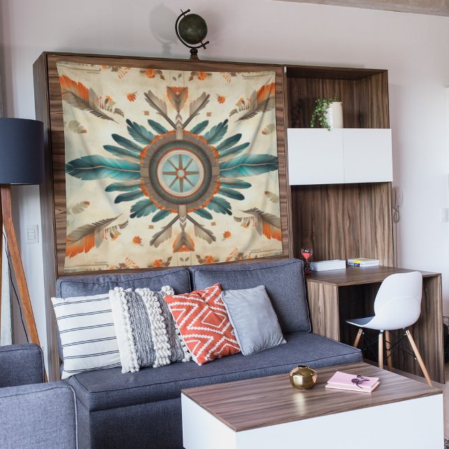 Vintage Native Feather Retro Dream Catcher Pattern Tapestry (Creator Uploaded)