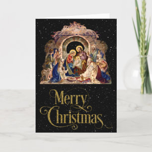 Vintage Nativity Christmas Greeting Card