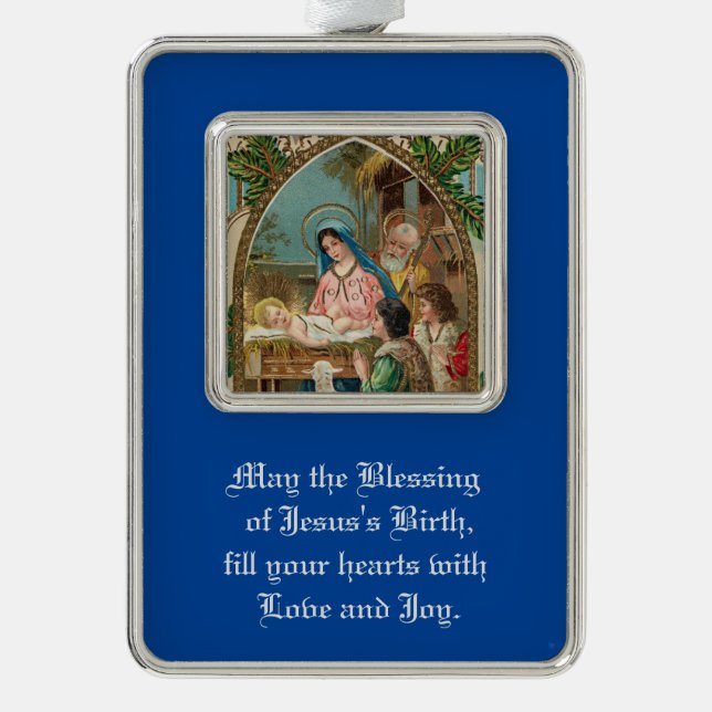 Vintage Nativity Framed Ornament (Front)
