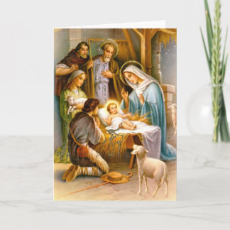 Vintage nativity scene holiday card