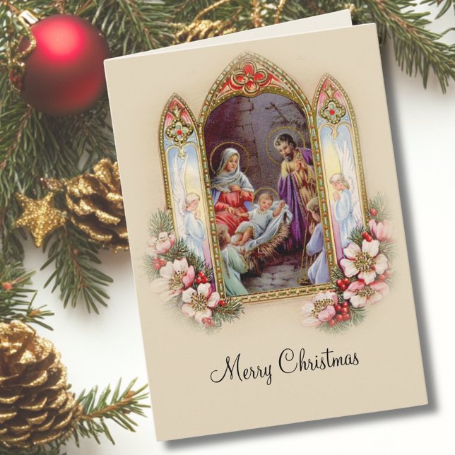 Vintage Nativity Traditional Christmas Holy Family Card (Creator Uploaded)