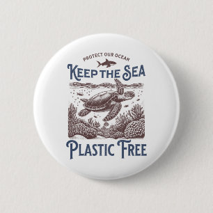 Vintage Nature Apparel Earth Day Sea Turtle For Wo 6 Cm Round Badge