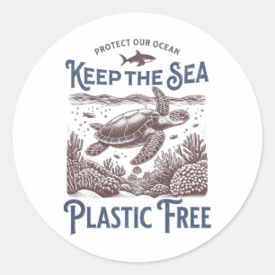 Vintage Nature Apparel Earth Day Sea Turtle For Wo Classic Round Sticker