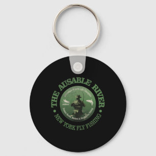 Vintage Nature Ausable River Fly Fishing Camping L Key Ring