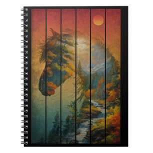 Vintage Nature Horse Landscape Scenery Notebook
